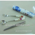 Stainless steel travel cutlery set with ceramic handle